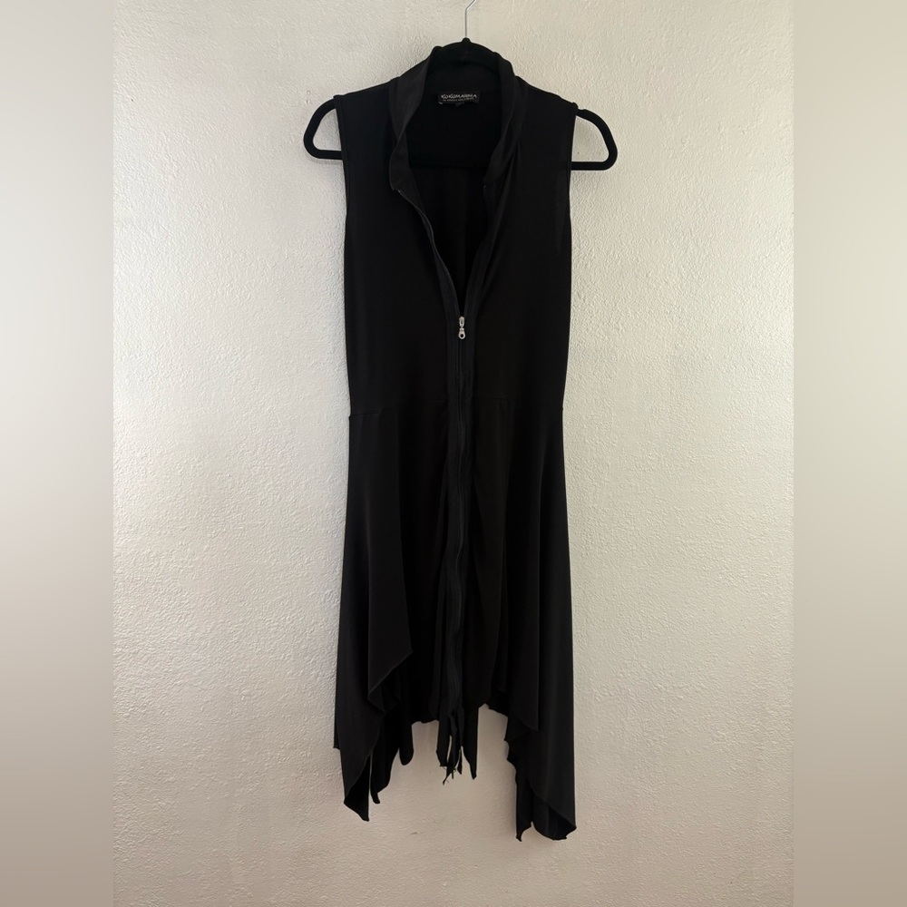 Kokomarina Black Textured zip up asymmetrical sleeveless dress size M